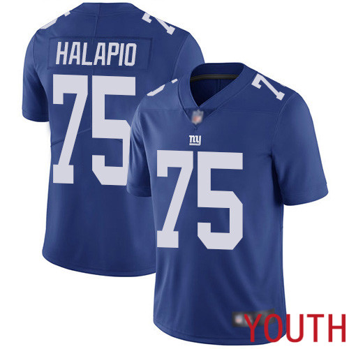 Youth New York Giants #75 Jon Halapio Royal Blue Team Color Vapor Untouchable Limited Player Football NFL Jersey->youth nfl jersey->Youth Jersey